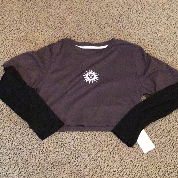 Romwe Two in One Cropped Shirt - Picture 1 of 5